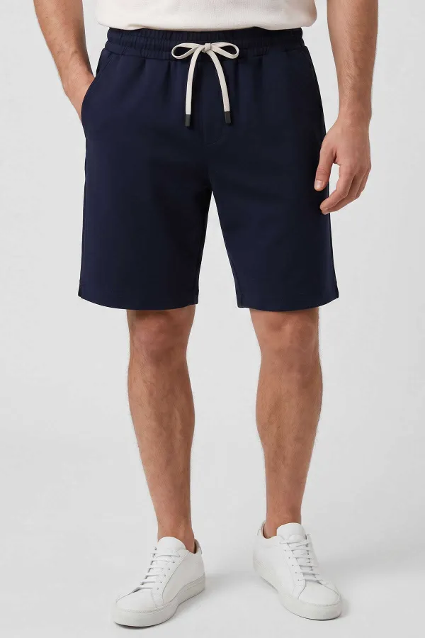 Short basique Tommylife pour homme, coupe standard, bleu marine, avec poches arrière - 88314