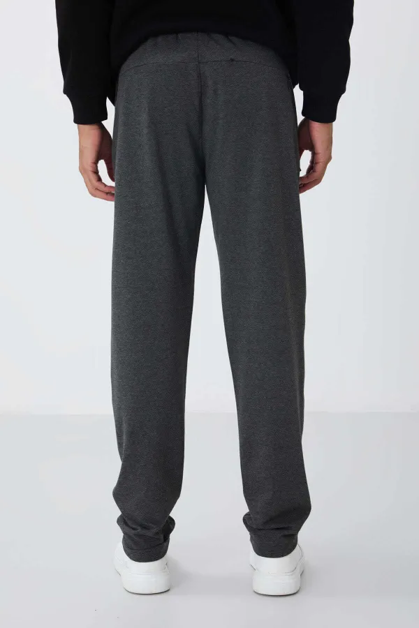 Tommylife Toptan Dar Kalıp Klasik Paça Erkek Eşofman Alt 84669 Antrasit Melanj