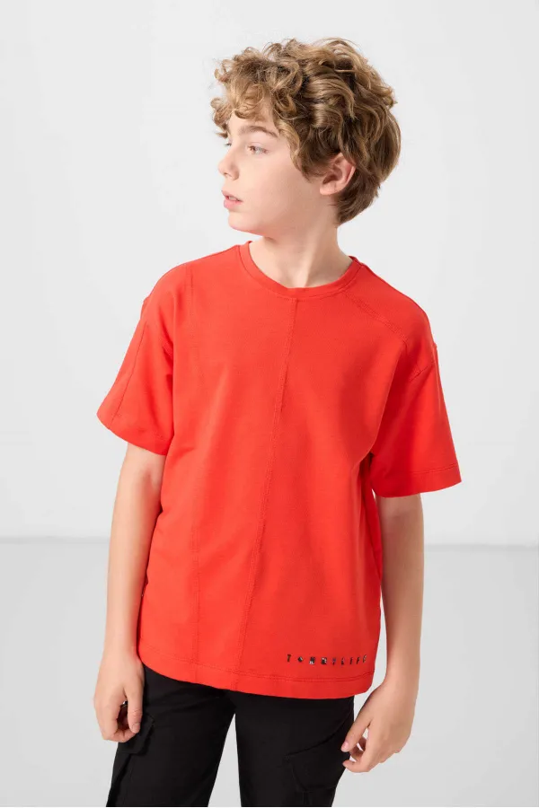 T-shirt basique oversize en coton doux texturé Tommylife pour garçon, référence 11297 Fiesta