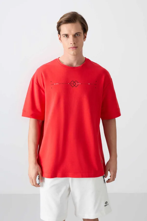 Tommylife Toptan O Yaka Oversize Baskılı Erkek T-Shirt 88323 Fiesta