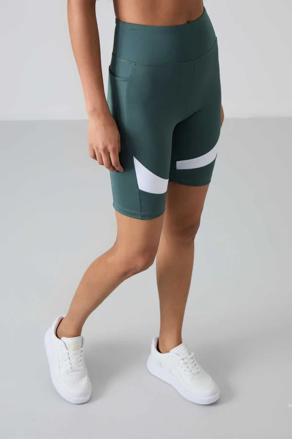 Leggings motardes taille haute Tommylife pour femmes, vert forêt, référence 91012 (vente en gros)