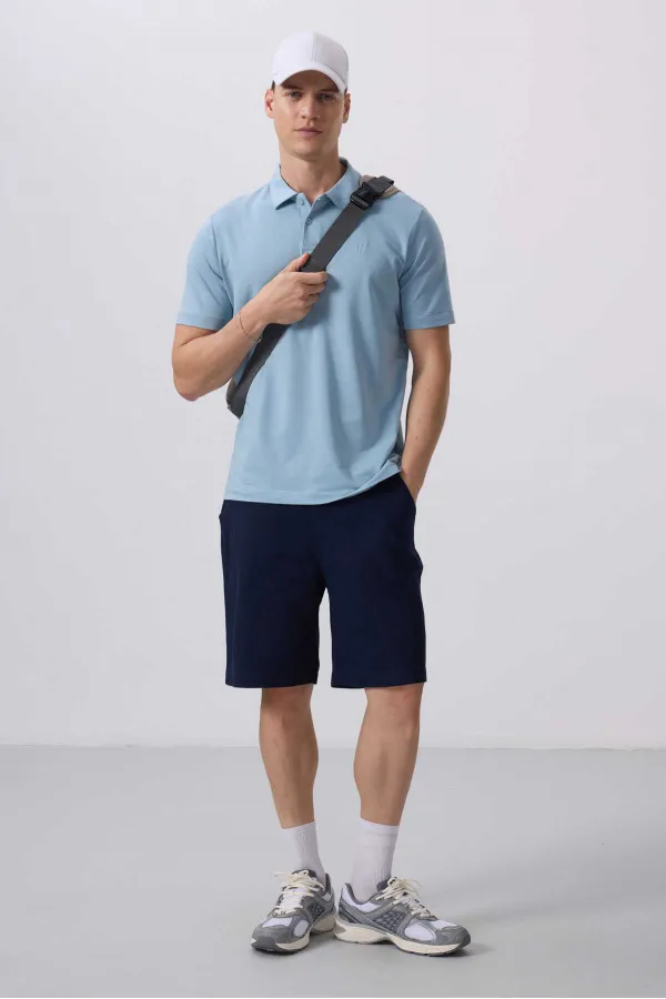Short chino extensible léger, coupe standard, tissé, Tommylife Wholesale 81290 Bleu marine