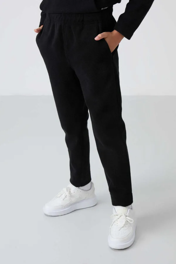 Ensemble de survêtement en polaire à col montant Tommylife Wholesale Serverer Boy, noir, référence 11218