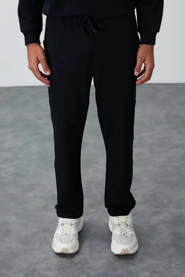 Pantalon de survêtement bleu marine pour homme Tommylife Wholesale, avec cordon de serrage, poches, coupe standard et jambes classiques - 84682