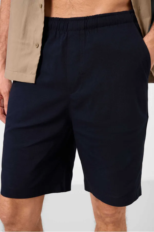 Short chino extensible léger, coupe standard, tissé, Tommylife Wholesale, bleu marine, référence 81291