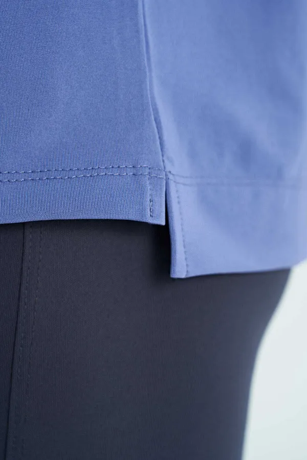 Tommylife Toptan Eflatun O Yaka Baskı Detaylı Oversize Kısa Kol Kadın T-Shirt - 97263