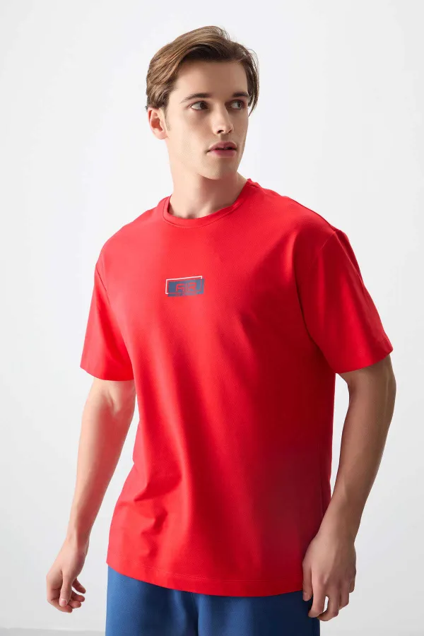 Tommylife Wholesale Crew Neck Oversize Printed Men's T-Shirt 88376 Fiesta