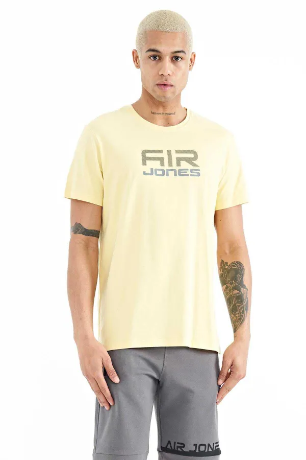 Tommylife Toptan Liam O Yaka Standart Kalıp Baskılı Erkek T-Shirt 88207 Sarı