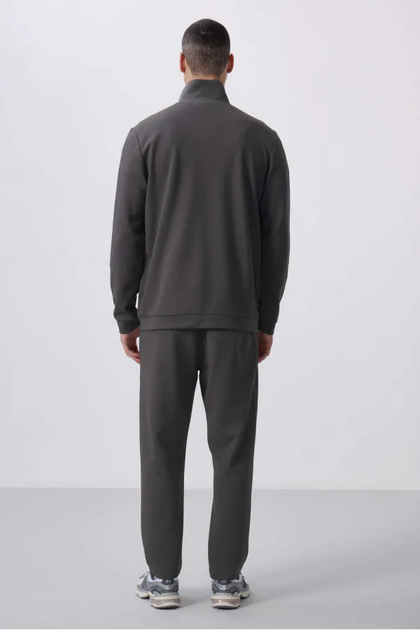 Tommylife Toptan Yüzeyi Dokulu Rahat Form Erkek Eşofman Takım 85273 Koyu Gri