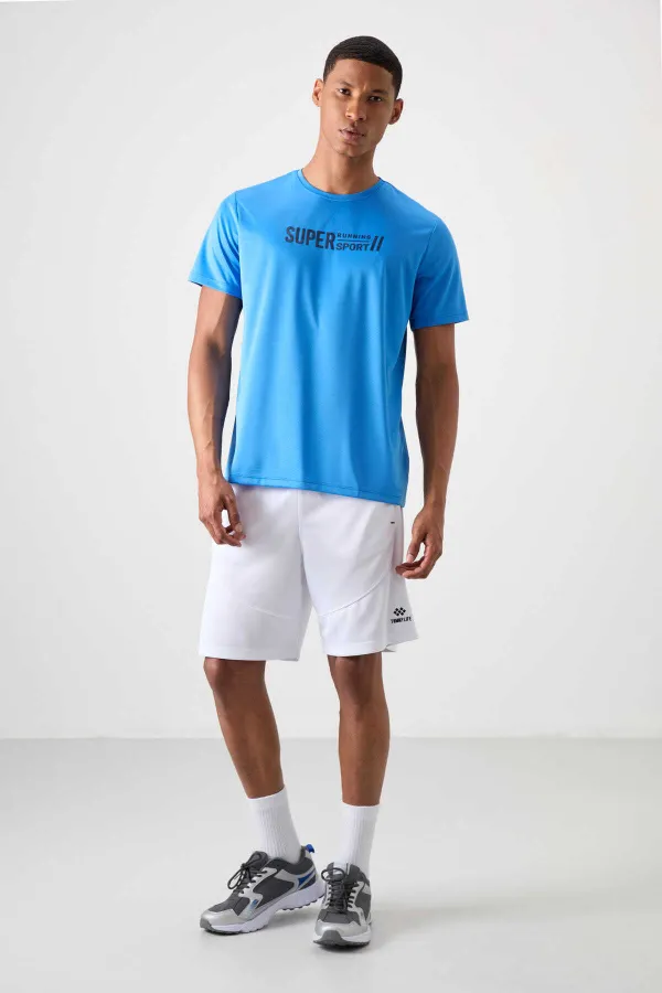 Tommylife Toptan O Yaka Standart Kalıp Aktif Spor Erkek T-Shirt 88385 Saks