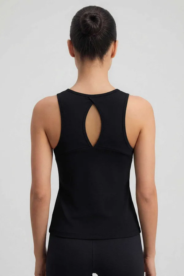 Débardeur de sport noir Tommylife pour femme, coupe standard, dos croisé - 97296