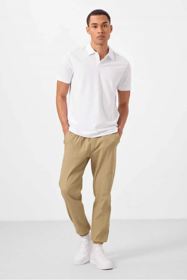 Tommylife Toptan Standart Fit Dokuma Hafif Esnek Chino Erkek Pantolon 82176 Koyu Bej