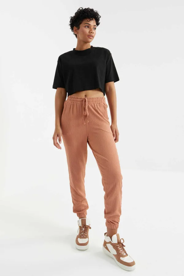 Pantalon de jogging à cordon de serrage taille haute Tommylife Wholesale pour femme - 94620