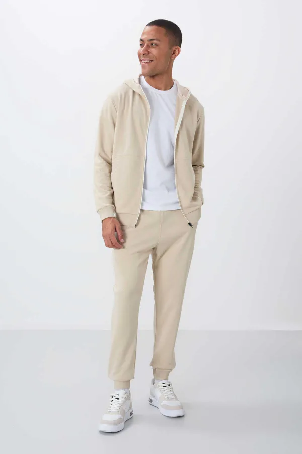 Tommylife Toptan Rahat Kalıp Basic Erkek Eşofman Takım 85262 Bej