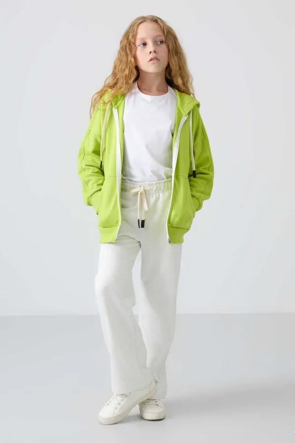 Sweat-shirt à capuche Tommylife pour filles de 7 à 15 ans, coupe standard, vert citron, référence 75149.