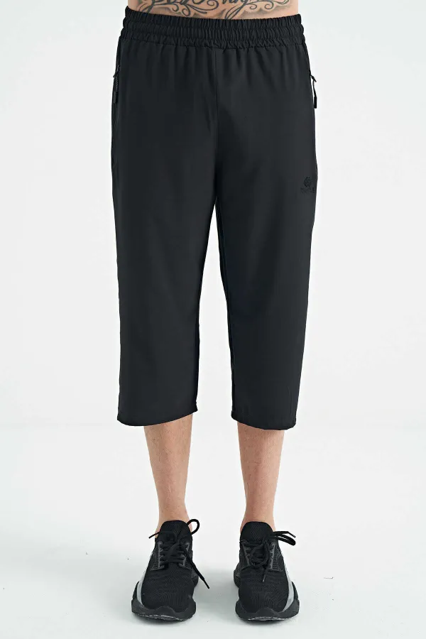 Tommylife Toptan Standart Kalıp Aktif Spor Erkek Kapri 83096 Siyah