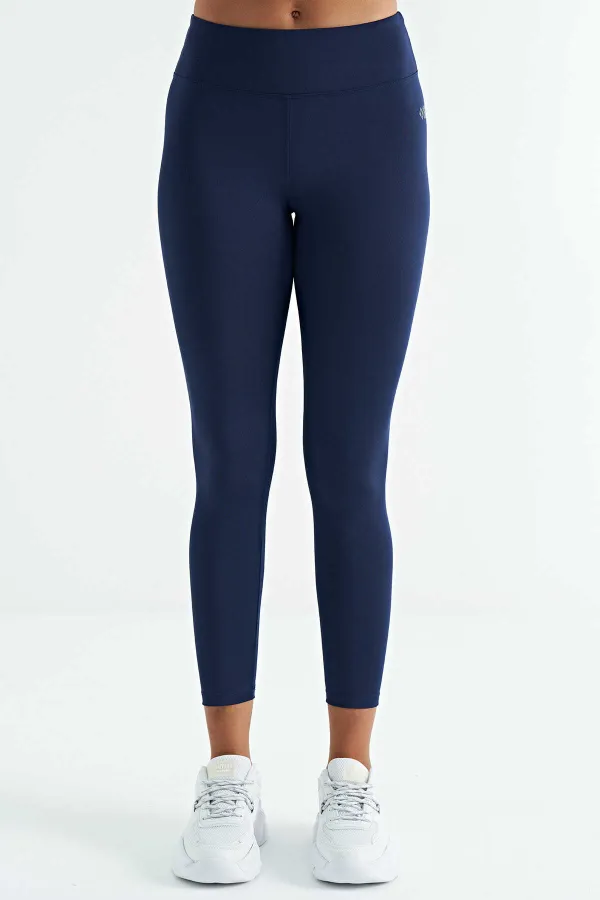 Leggings pour femmes Tommylife, taille haute, coupe slim, imprimé logo indigo - 94627