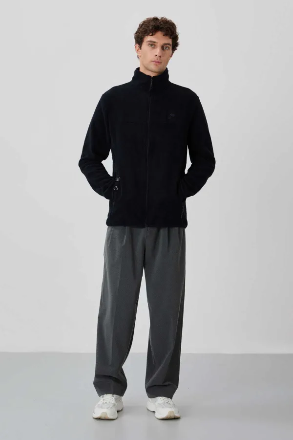 Sweat-shirt en polaire zippé à col montant pour homme Tommylife, modèle standard, vente en gros, 87992, bleu marine