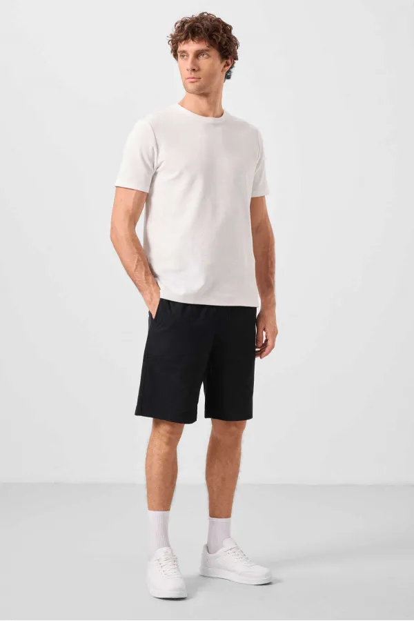 Short chino extensible léger, coupe standard, tissé, Tommylife Wholesale, noir, référence 81289