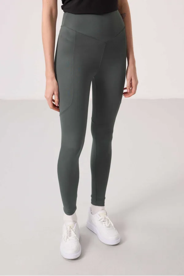 Leggings de performance extensibles en polyester Tommylife Wholesale pour femmes - 94666 Kaki