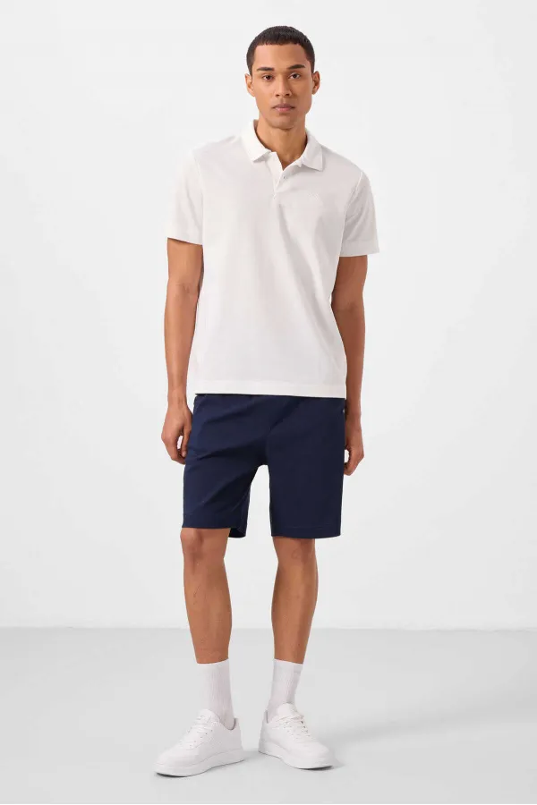 Short chino extensible léger, coupe standard, tissé, Tommylife Wholesale, bleu marine, référence 81293