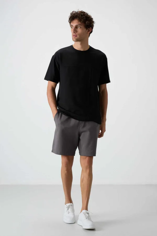 Tommylife Toptan O Yaka Oversize Basic Erkek T-Shirt 88380 Siyah
