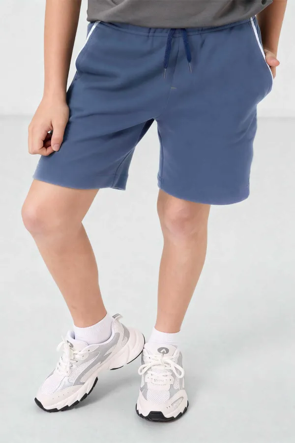 Tommlife Toptan Petrol Standart Fit Bağcıklı Erkek Çocuk Şort  - 11284