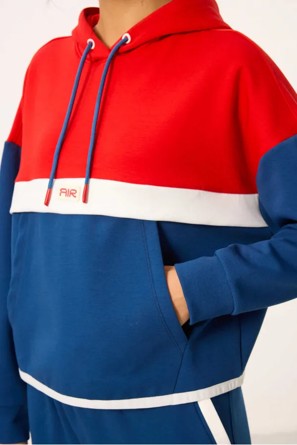 Tommylife Wholesale Parliament Hooded Color Block Women's Tracksuit Set - 95327