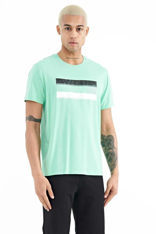 Tommylife Wholesale Donald Trump Crew Neck Standard Fit Printed Men's T-Shirt 88217 Aqua Green