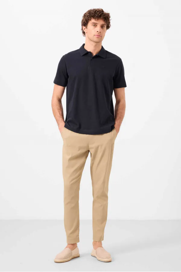 Pantalon chino extensible léger, coupe standard, tissé, Tommylife Wholesale, beige foncé, référence 82177