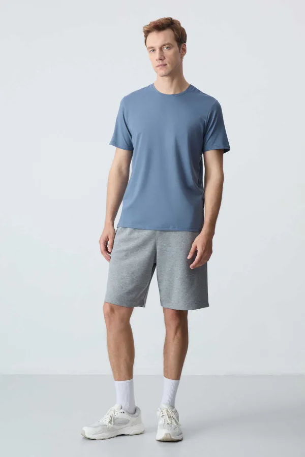 Tommylife Toptan Comfort Fit Basic Erkek Şort 81275 Gri Melanj