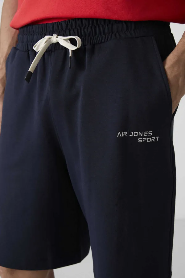 Tommylife Toptan O Yaka Oversize Erkek T-Shirt Şort Takım 85250 Fiesta - Lacivert