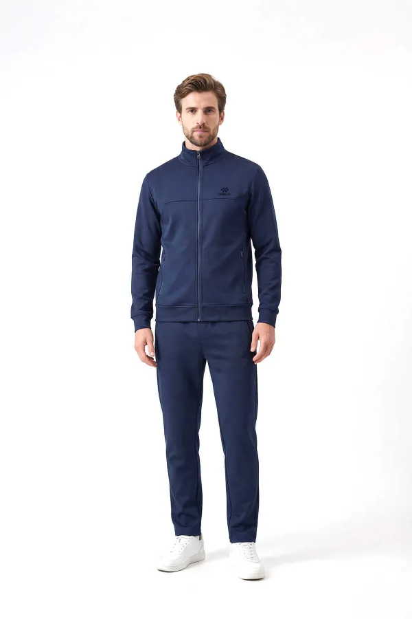 Ensemble de survêtement Tommylife Wholesale bleu marine à col montant et jambes classiques pour homme, grandes tailles - 85176