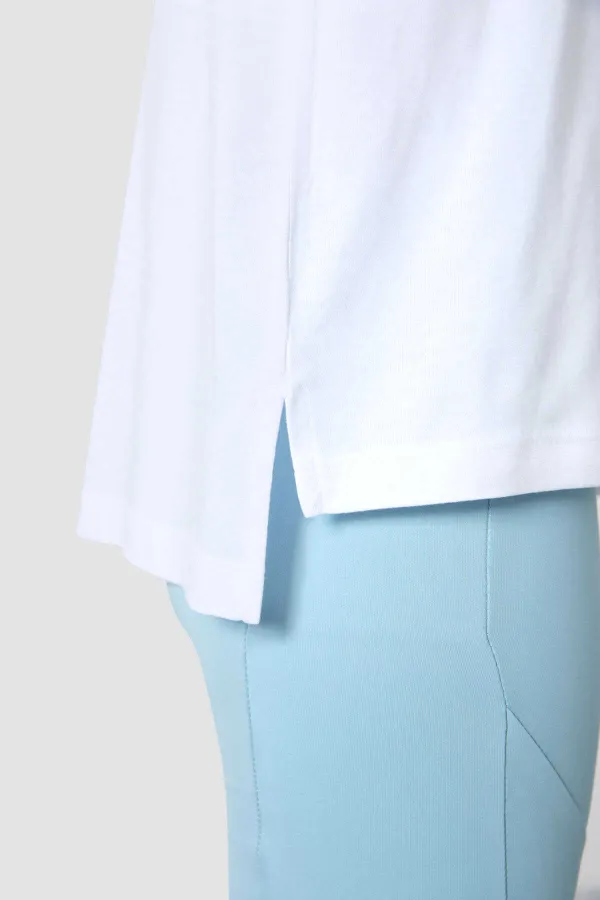 Tommylife Toptan O Yaka Oversize Basic Kadın T-Shirt 97285 Beyaz