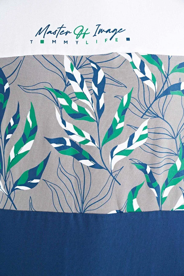 Tommylife Wholesale White Gradient Print Detail Crew Neck Standard Fit Men's T-Shirt - 88177