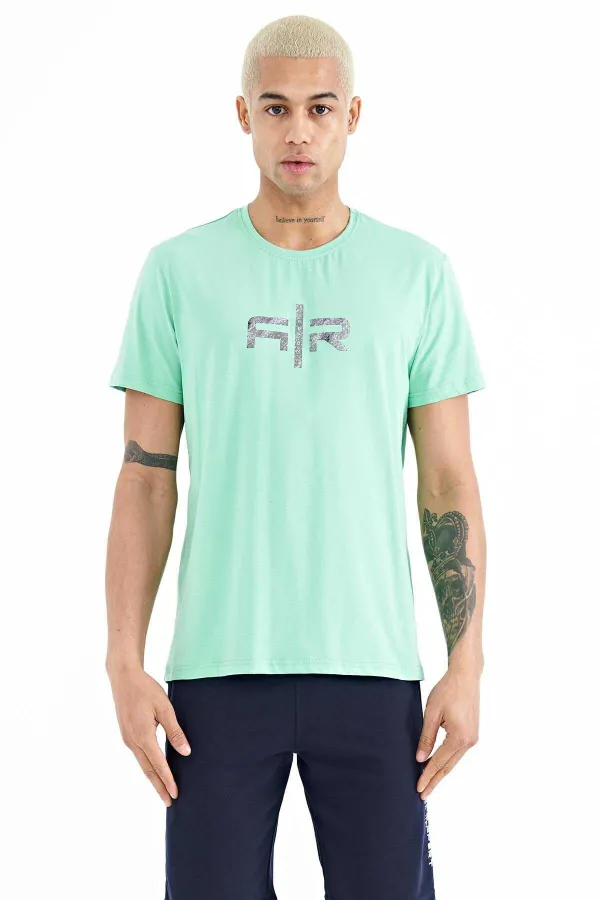 Tommylife Wholesale Boris Crew Neck Standard Fit Printed Men's T-Shirt 88206 Aqua Green