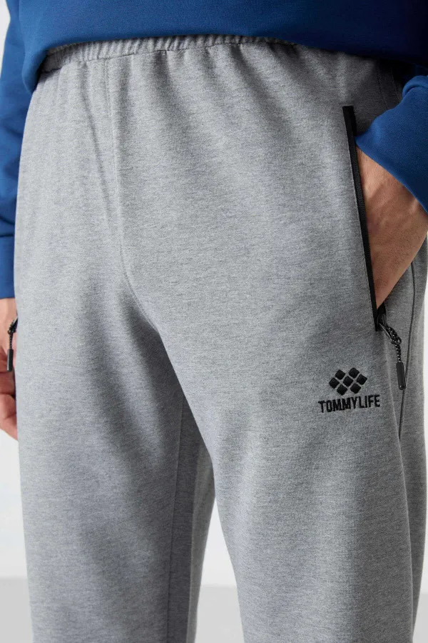 Bas de survêtement Tommylife Slim Fit Classic Leg pour homme, vente en gros, 84671, gris chiné