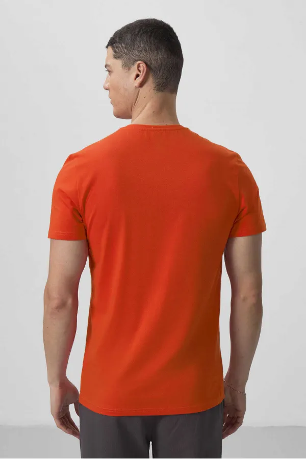 Tommylife Wholesale V-Neck Standard Fit Basic Men's T-Shirt 87912 Orange