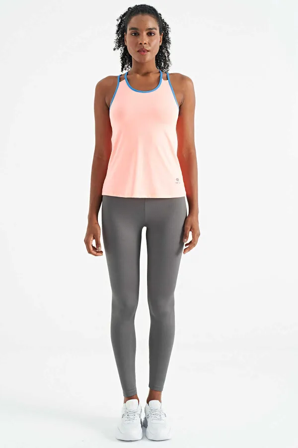 Débardeur de sport pour femme Tommylife, rose pâle, dos à double bretelle, coupe standard - 97258