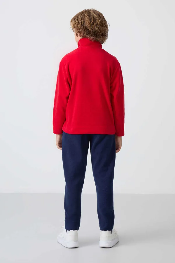 Ensemble de survêtement en polaire à col montant Tommylife Wholesale pour garçon, style serveur, référence 11218, rouge et marine