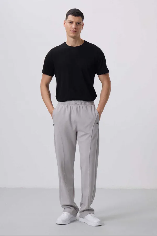 Pantalon palazzo pour homme Tommylife Wholesale, coupe standard, surface texturée, référence 82171, couleur pierre