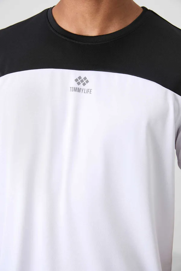 Tommylife Toptan O Yaka Standart Kalıp Aktif Spor Erkek T-Shirt 88386 Beyaz