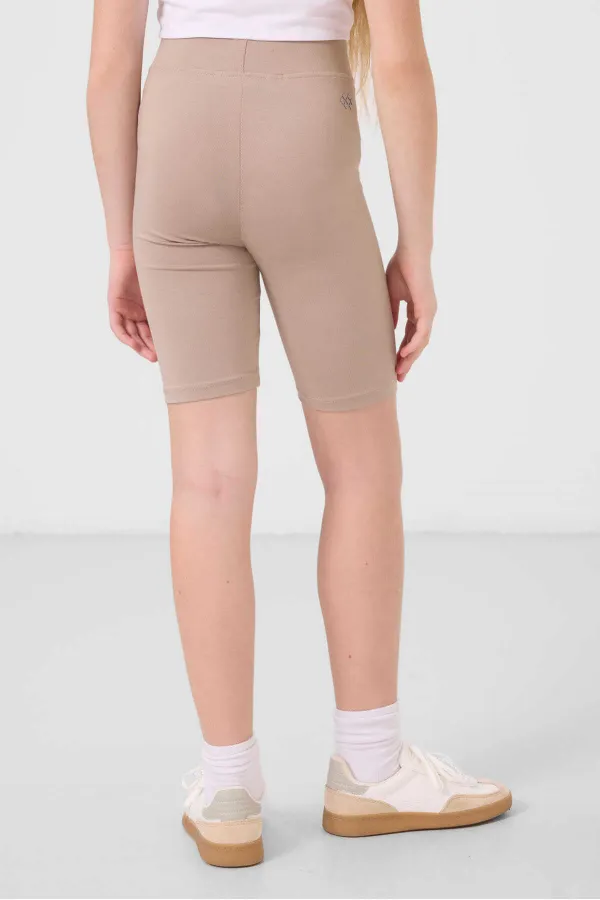 Leggings basiques Tommylife en coton, coupe standard, jambes courtes, pour filles, réf. 75188, beige foncé