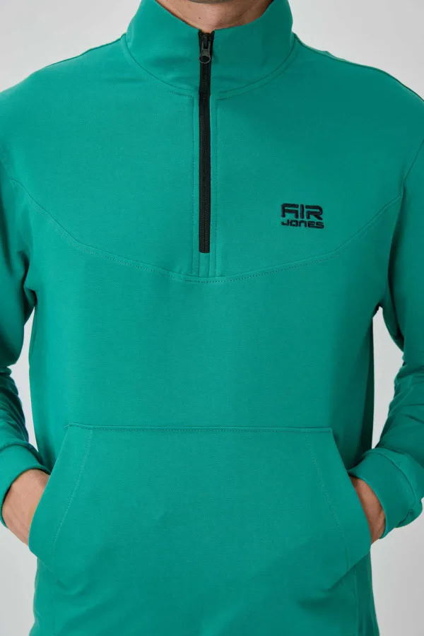 Tommylife Wholesale Herbert Standard Fit Stand-Up Collar Men's Tracksuit Set 85233 Sea Green - Navy Blue