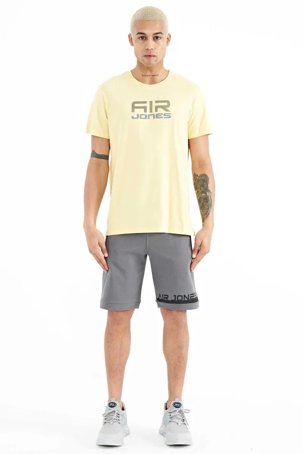 Tommylife Toptan Liam O Yaka Standart Kalıp Baskılı Erkek T-Shirt 88207 Sarı