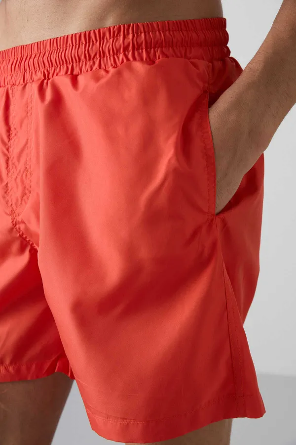 Tommylife Toptan Oranj Belden Lastikli Standart Kalıp Erkek Deniz Şortu - 81237