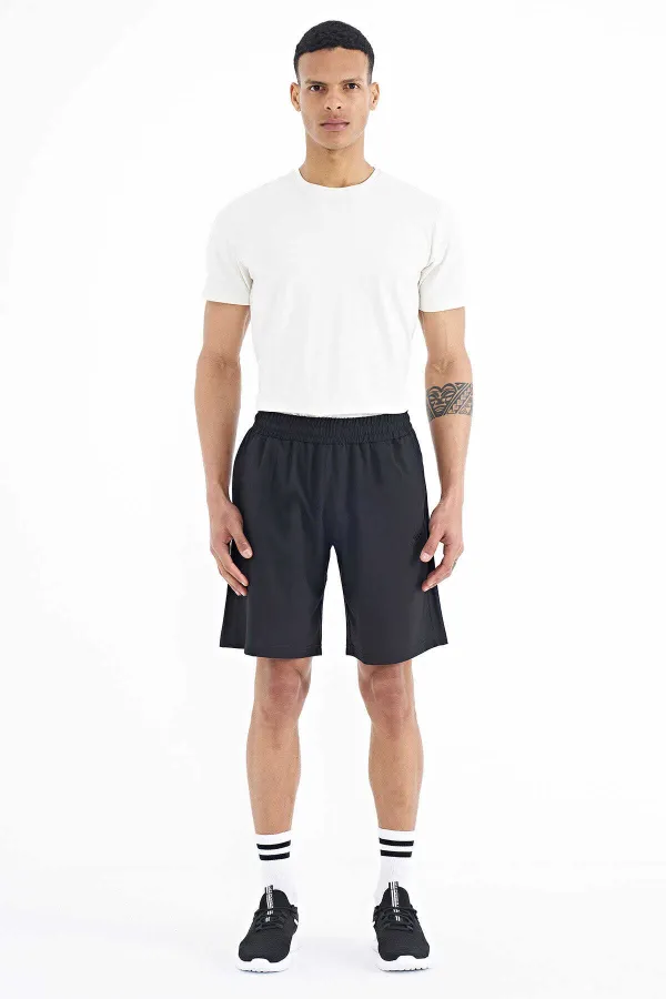 Tommylife Toptan Siyah Yan Cep Detaylı Lastikli Erkek Şort - 81238