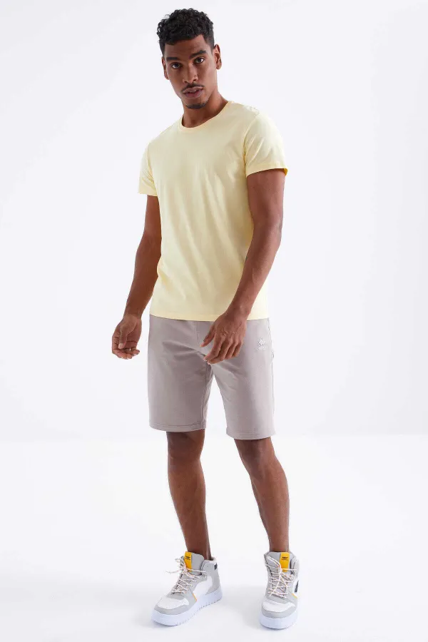 Tommylife Toptan Koyu Bej Bağcıklı Standart Kalıp Basic Erkek Şort - 81212