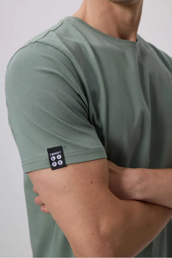 T-shirt basique pour homme Tommylife Wholesale, col rond, coupe standard, motif cactus, référence 87911