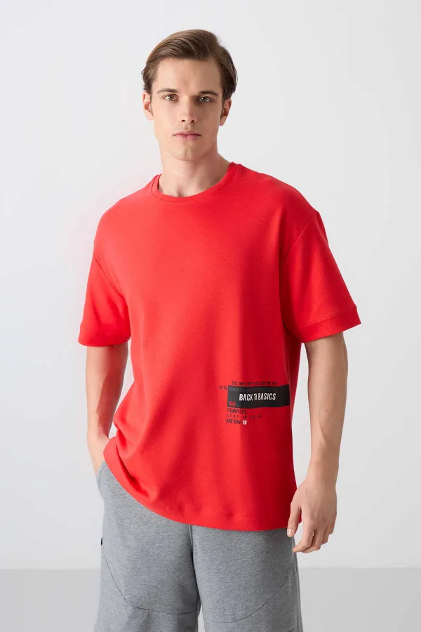 Tommylife Wholesale Crew Neck Oversize Printed Men's T-Shirt 88322 Fiesta